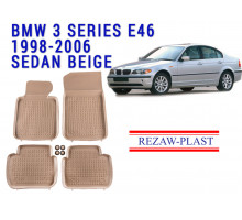 REZAW PLAST Rubber Floor Mats for BMW 3 Series E46 1998-2006 Sedan All Weather Molded