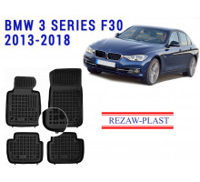 REZAW PLAST Rubber Floor Liners for BMW 3 Series F30 2013-2018 Odorless Black
