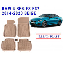 REZAW PLAST Rubber Mats for BMW 4 Series F32 2014-2020 Waterproof  Beige