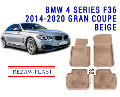 REZAW PLAST Floor Mats for BMW 4 Series F36 2014-2020 Gran Coupe All Season Beige
