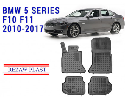 REZAW PLAST Premium Quality Floor Mats for BMW 5 Series F10 F11 2010-2017 Odorless Black 