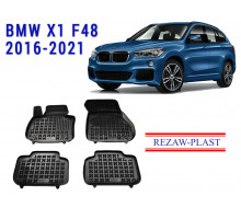 REZAW PLAST Floor Liners for BMW X1 F48 2016-2021 Custom Fit Black 