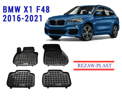 REZAW PLAST Floor Liners for BMW X1 F48 2016-2021 Custom Fit Black 