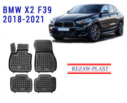 REZAW PLAST Custom Fit Car Mats for BMW X2 F39 2018-2021 Odorless Black 