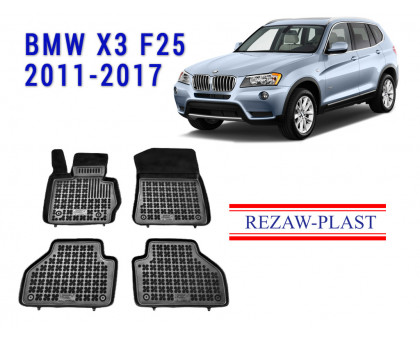 REZAW PLAST Trusted Floor Liners for BMW X3 F25 2011-2017 All Weather Black 