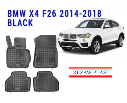Rezaw-Plast Rubber Floor Mats Set for BMW X4 F26 2014-2018 Black