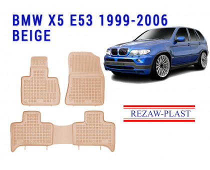 REZAW PLAST Rubber Auto Mats for BMW X5 E53 1999-2006 Waterproof Beige