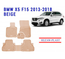 REZAW PLAST Rubber Floor Mats for BMW X5 F15 2013-2018 Odorless Beige