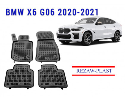 Rezaw-Plast Rubber Floor Mats Set for BMW X6 G06 2020-2021 Black