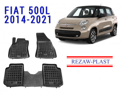 REZAW PLAST Premium Floor Mats for Fiat 500L 2014-2021 All-Season Black