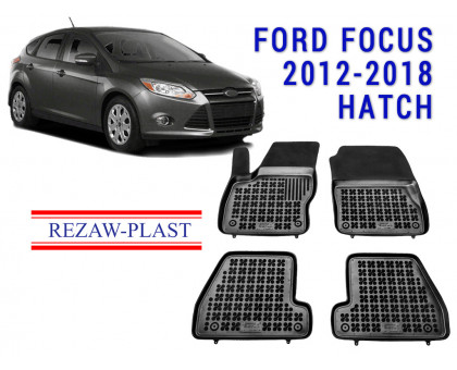 REZAW PLAST Rubber Mats for Focus 2012-2018 Hatchback Custom Fit Black