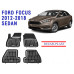 REZAW PLAST Rubber Floor Liners for Ford Focus 2012-2018 Sedan Odorless Black