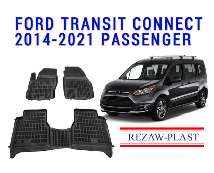 REZAW PLAST All-Weather Rubber Mats for Ford Transit Connect 2014-2021 Passenger Molded