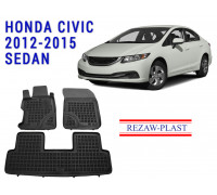 REZAW PLAST Premium Floor Liners for Honda Civic 2012-2015 Sedan Waterproof  Black