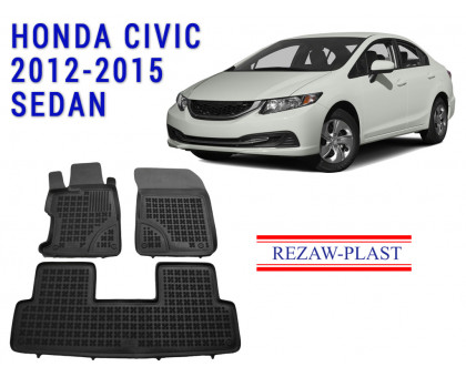 REZAW PLAST Premium Floor Liners for Honda Civic 2012-2015 Sedan Waterproof  Black