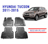 REZAW PLAST Rubber Floor Liners for Hyundai Tucson 2011-2015 Custom Fit Black