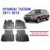 REZAW PLAST Rubber Floor Liners for Hyundai Tucson 2011-2015 Custom Fit Black