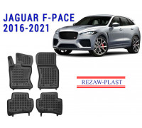 Rezaw-Plast Rubber Floor Mats Set for Jaguar F-Pace 2016-2021 Black