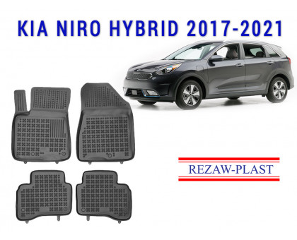 REZAW PLAST All-Weather Rubber Mats for Kia Niro Hybrid 2017-2021 Custom Fit Black