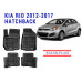 REZAW PLAST Rubber Car Mats for Kia Rio 2012-2017 Hatchback Anti-Slip Black