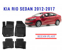 REZAW PLAST Rubber Floor Liners for Kia Rio Sedan 2012-2017 Odorless Black