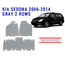 REZAW PLAST Custom-Fit Rubber Mats for Kia Sedona 2006-2014 All Season Gray