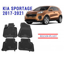 REZAW PLAST Premium Floor Liners for Kia Sportage 2017-2021 Waterproof Black