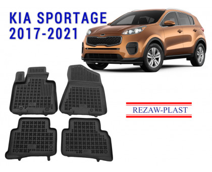 REZAW PLAST Premium Floor Liners for Kia Sportage 2017-2021 Waterproof Black