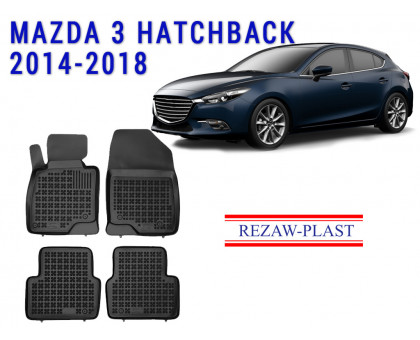 REZAW PLAST Floor Mats for Mazda 3 Hatchback 2014-2018 Anti-Slip Black