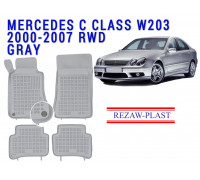 REZAW PLAST Rubber Car Mats for Mercedes C Class W203 2000-2007 Anti-Slip Gray 