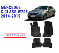 REZAW PLAST Rubber Mats for Mercedes C Class W205 2014-2019 Odorless Black 