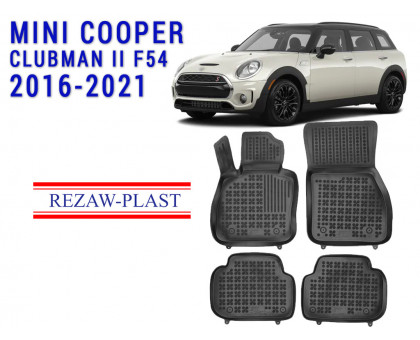 Rezaw-Plast Rubber Floor Mats Set for Mini Cooper Clubman II F54 2016-2021 Black