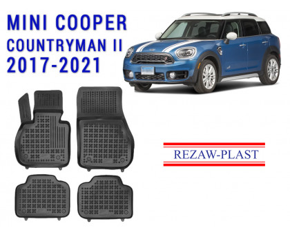 Rezaw-Plast Rubber Floor Mats Set for Mini Cooper Countryman II 2017-2021 Black