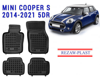 REZAW PLAST All-Weather Rubber Mats for Mini Cooper S 2014-2021 Durable Black 