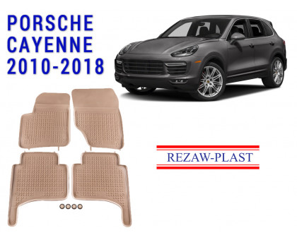 REZAW PLAST All-Weather Rubber Mats for Porsche Cayenne 2010-2018 Custom Fit Beige