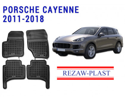 REZAW PLAST Floor Liners for Porsche Cayenne 2011-2018 Anti-Slip Black