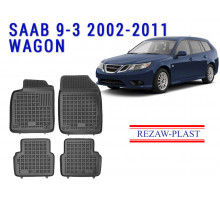 Rezaw-Plast Rubber Floor Mats Set for Saab 9-3 2002-2011 Wagon Black