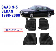 Rezaw-Plast Rubber Floor Mats Set for Saab 9-5 Sedan 1998-2009 Black