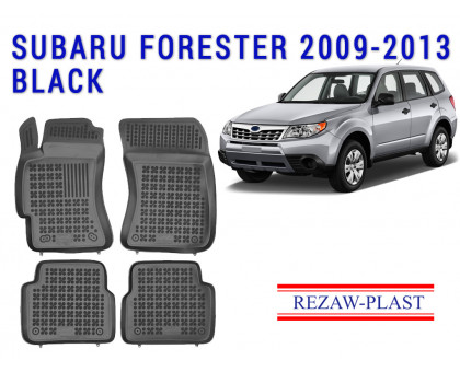 Rezaw-Plast Rubber Floor Mats Set for Subaru Forester 2009-2013 Black