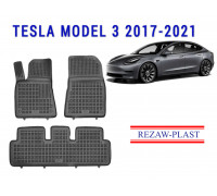 Rezaw-Plast Rubber Floor Mats Set for Tesla Model 3 2017-2021 Black