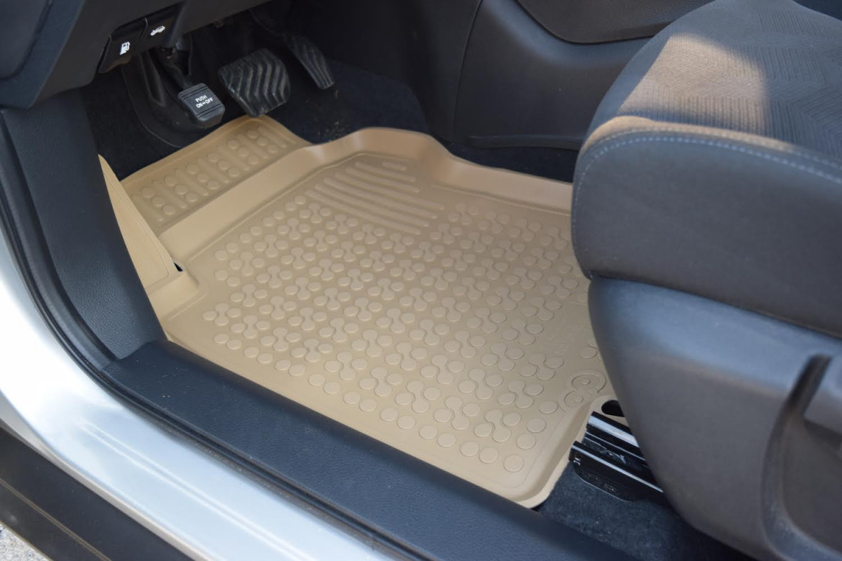 beige rubber floor mats