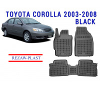 REZAW PLAST Premium Floor Liners for Toyota Corolla 2003-2008 Anti-Slip Black