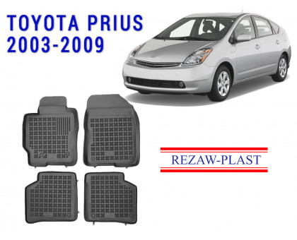REZAW PLAST All-Weather Rubber Mats for Toyota Prius 2003-2009 Custom Fit Black