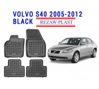REZAW PLAST Custom-Fit Rubber Mats for Volvo S40 2005-2012 Odorless Black