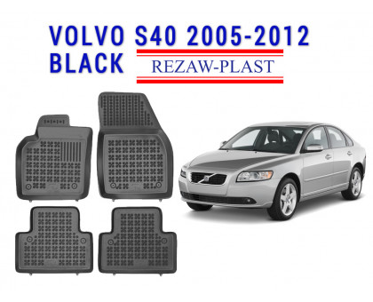 REZAW PLAST Custom-Fit Rubber Mats for Volvo S40 2005-2012 Molded Odorless All-Season