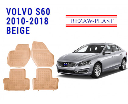 REZAW PLAST Premium Floor Mats for Volvo S60 2010-2018 Waterproof Beige