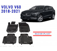 REZAW PLAST Rubber Floor Liners for Volvo V60 2018-2021 Durable Black