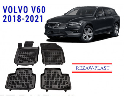 REZAW PLAST Rubber Floor Liners for Volvo V60 2018-2021 Durable Black
