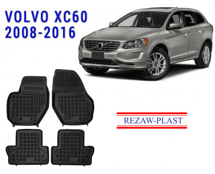 REZAW PLAST Rubber Floor Mats for Volvo XC60 2008-2016 Waterproof Black