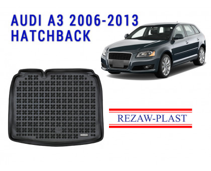 REZAW PLAST Trunk Rubber Mat for Audi A3 2006-2013 Hatchback Anti-Slip Black 
